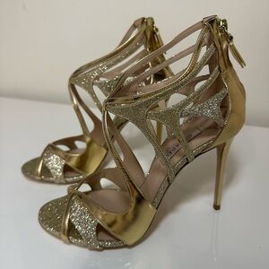Casadei Gold Glitter High Heel Sandals